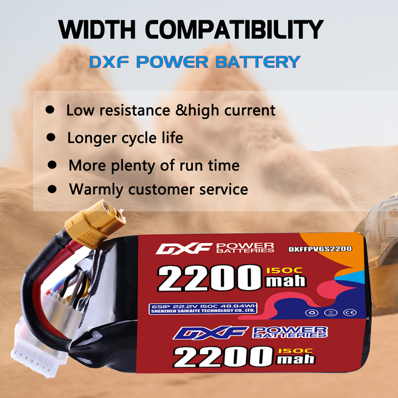 DXF 2200mAh 6S 150C 22.2V Lipo Battery Pack for FPV LiPo Battery