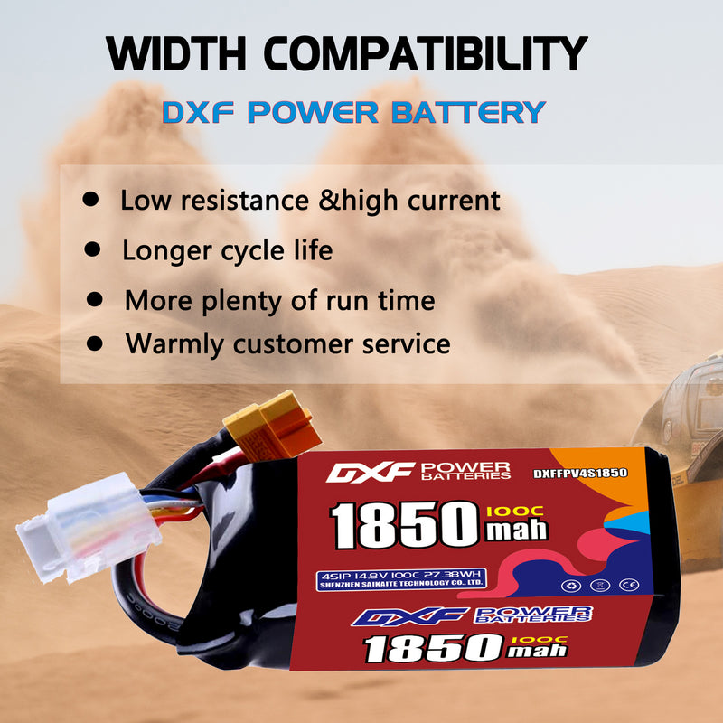 DXF 1850mAh 4S 100C 14.8V Lipo Battery Pack for FPV LiPo Battery