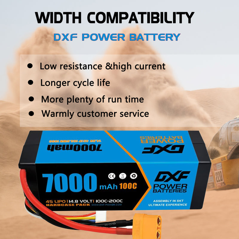 (PL)DXF Lipo Battery 4S 14.8V 7000mAh 100C/200C HardCase Lipo Battery for RC HPI HSP 1/8 1/10 Buggy RC Car Truck