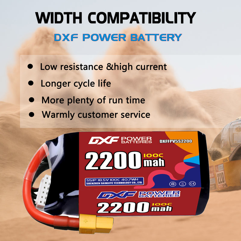 DXF 2200mAh 5S 100C 18.5V Lipo Battery Pack for FPV LiPo Battery