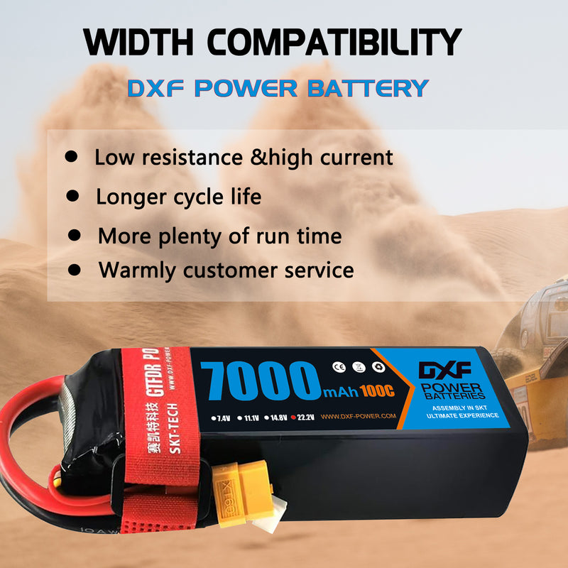 (ES)DXF 6S Lipo Battery 22.2V 100C10000mAh Soft Case Battery with XT60 Connector for Car Truck Tank RC Buggy Truggy Racing Hobby