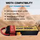 DXF LiPo Battery 2S 7.4V 9500mAh 150C Graphene Softcase with EC5 / T / TRX / XT60 / XT90 / XT150 / Q8s Plug for RC 1/8 1/10 Buggy Truck Car Off-Road Drone