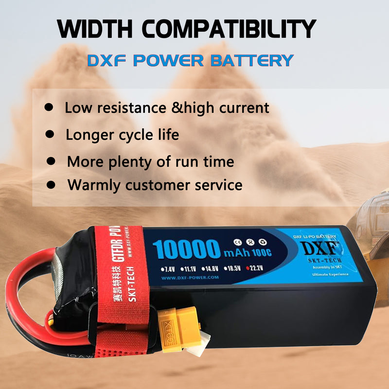 (FR)DXF 6S Lipo Battery 22.2V 100C10000mAh Soft Case Battery with XT60 Connector for Car Truck Tank RC Buggy Truggy Racing Hobby