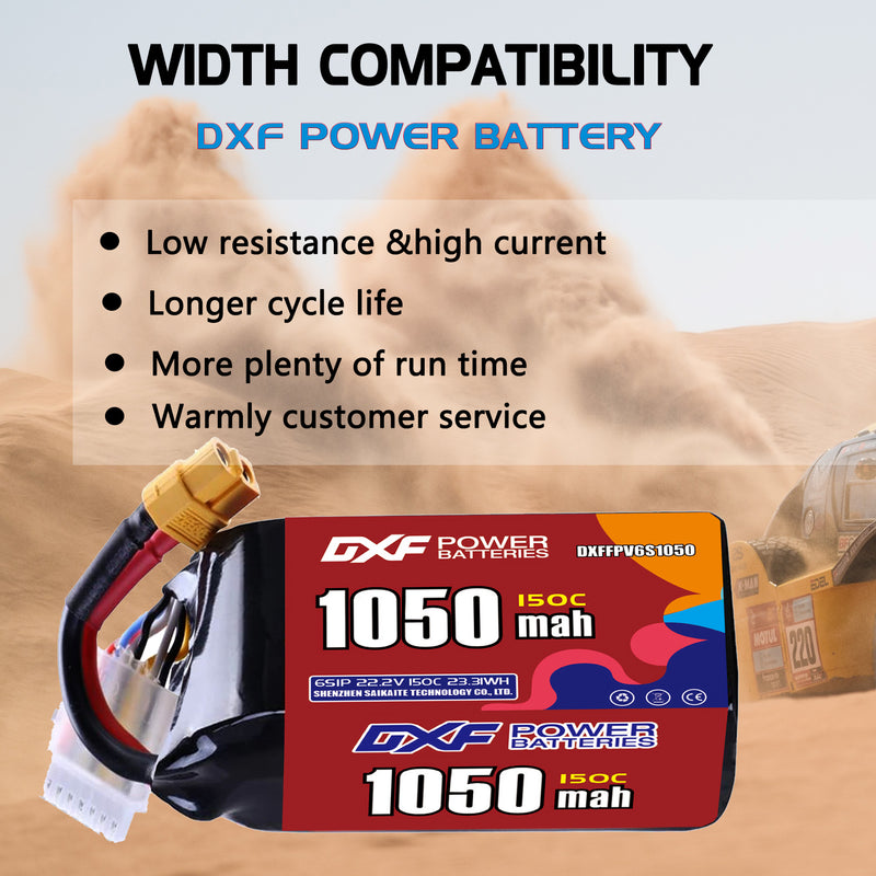 DXF 1400mAh 6S 150C 22.2V Lipo Battery Pack for FPV LiPo Battery
