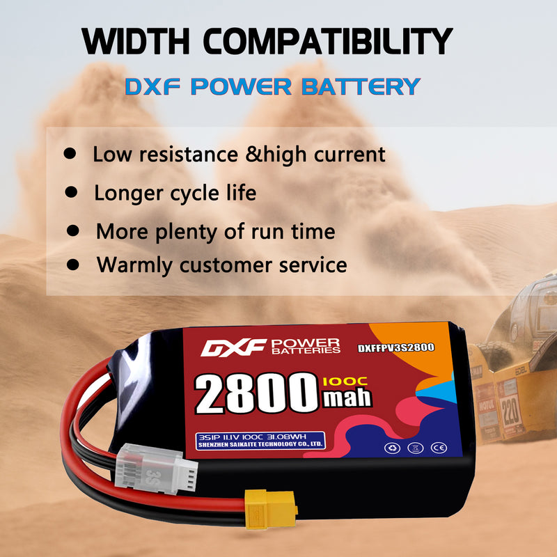 DXF 2800mAh 3S 100C 11.1V Lipo Battery Pack for FPV LiPo Battery