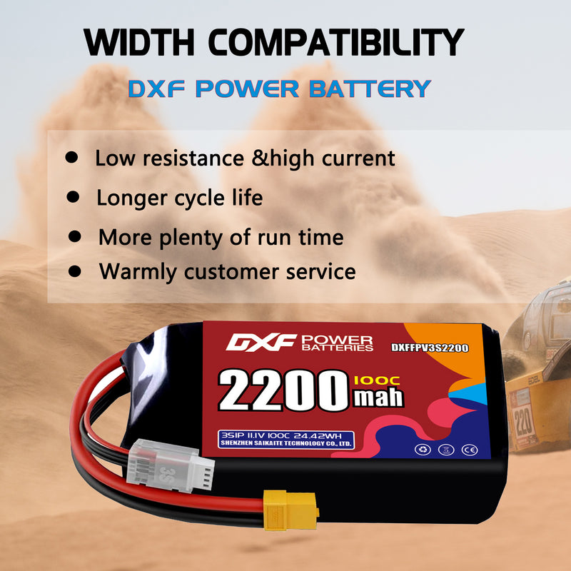 DXF 2200mAh 3S 100C 11.1V Lipo Battery Pack for FPV LiPo Battery