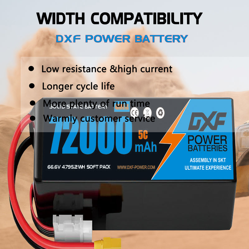 (CN)DXF 18S Lipo Battery 66.6V 5C 72000mAh Soft Case Battery  for Drone UAV FPV Car Truck Tank RC Semi solidstate Battery Racing Hobby