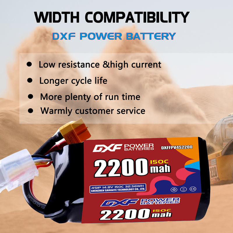 DXF 2200mAh 4S 150C 14.8V Lipo Battery Pack for FPV LiPo Battery