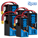 DXF 12S 44.4V 81000mAh 5C Soft Case LiPo Battery with 8AWG Wire for Toy Cars, Boats, UAVs & Drones (1-6 Pack)