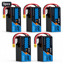 DXF 6S 23.1V 100000mAh 15C Soft Case LiHV Battery with 8AWG Wire for Toy Cars, Boats, UAVs & Drones (1-6 Pack)