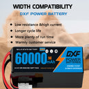 DXF SEMI-SOLID 12S 44.4V 60000mAh 5C Soft Case LiPo Battery with 8AWG Wire for Toy Cars, Boats, UAVs & Drones (1-6 Pack)