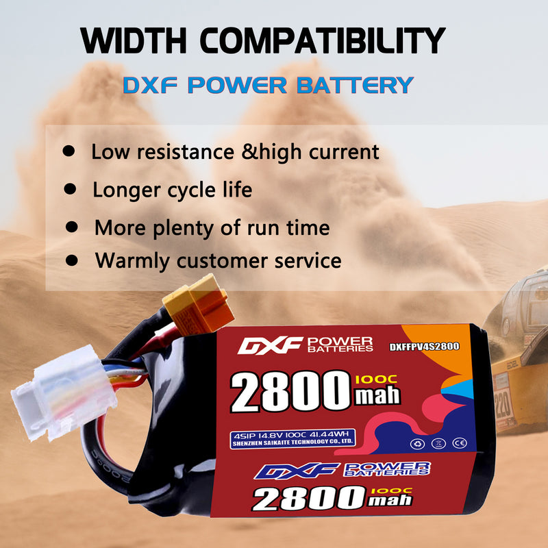 DXF 2800mAh 4S 100C 14.8V Lipo Battery Pack for FPV LiPo Battery