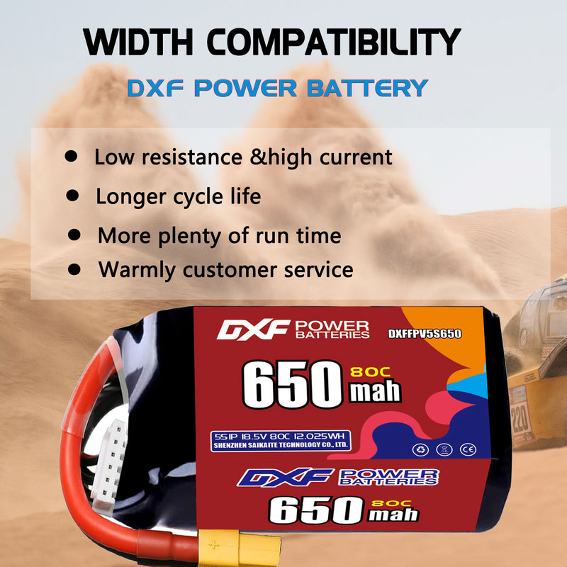 DXF 650mAh 6S 80C 22.2V Lipo Battery Pack for FPV LiPo Battery
