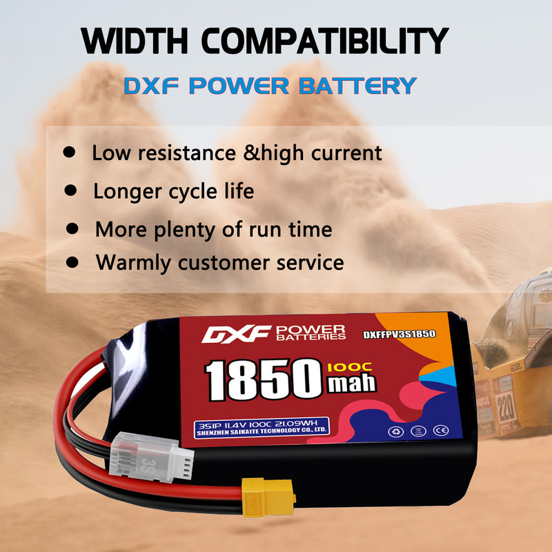 DXF 1850mAh 3S 140C 11.1V Lipo Battery Pack for FPV LiPo Battery