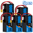 DXF SEMI-SOLID 12S 44.4V 10000mAh 15C Soft Case LiPo Battery with 8AWG Wire for Toy Cars, Boats, UAVs & Drones (1-6 Pack)