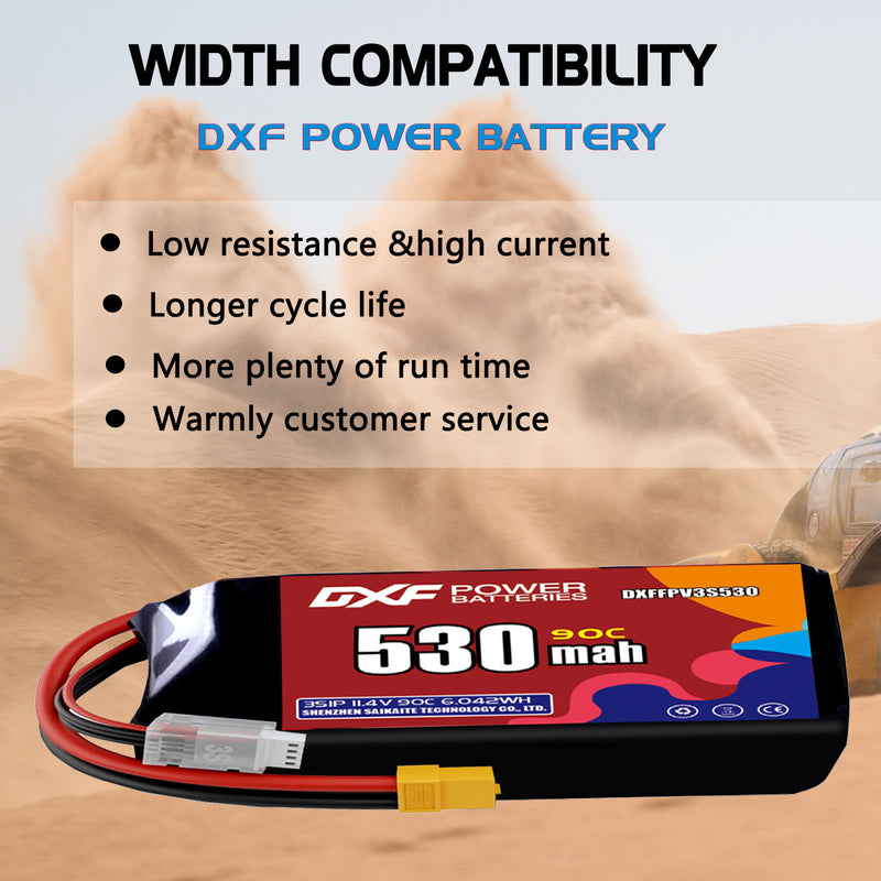DXF 530mAh 3S 90C 11.4V Lipo Battery Pack for FPV LiPo Battery