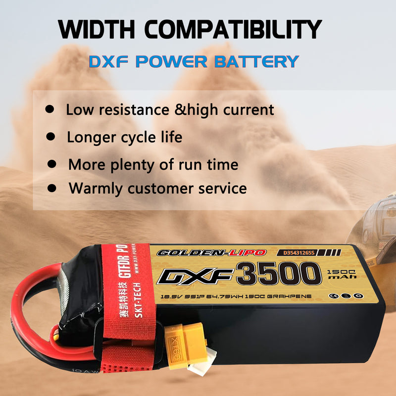 (CN)DXF 6S Lipo Battery 22.2V 150C 3500mAh Soft Case Battery with EC5 XT90 Connector for Car Truck Tank RC Buggy Truggy Racing Hobby