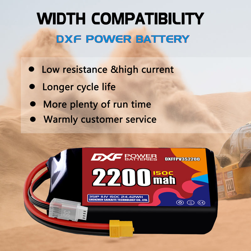 DXF 2200mAh 3S 150C 11.1V Lipo Battery Pack for FPV LiPo Battery