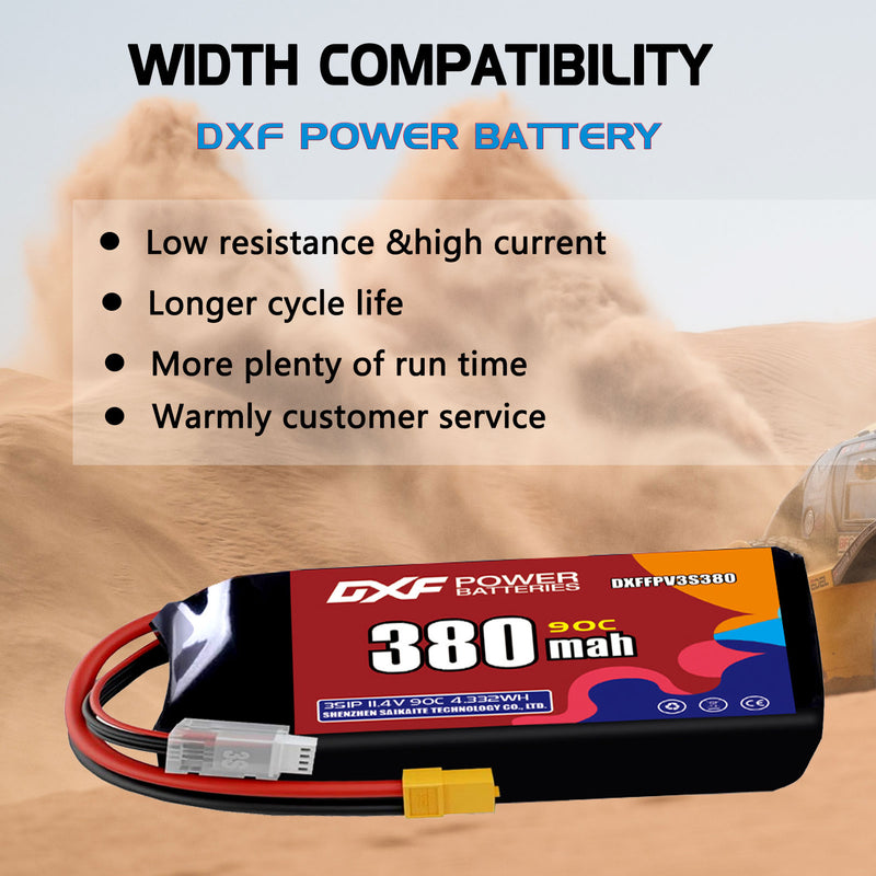 DXF 380mAh 3S 90C 11.4V Lipo Battery Pack for FPV LiPo Battery