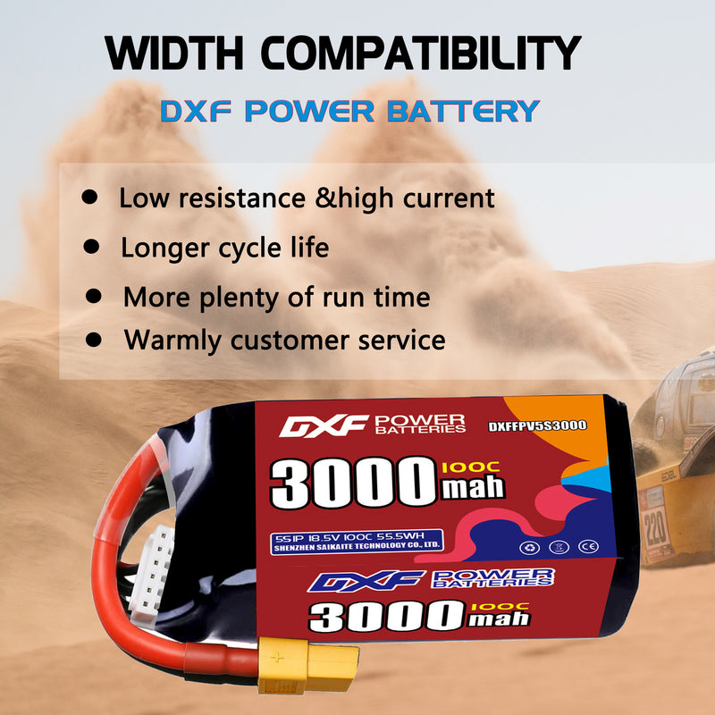DXF 3000mAh 5S 100C 18.5V Lipo Battery Pack for FPV LiPo Battery