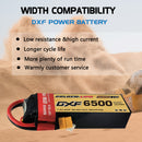 DXF Lipo Battery 2S 7.4V 6500mAh 100C Graphene Softcase with EC5 / T / TRX / XT60 / XT90 / XT150 / Q8s Plug for RC 1/8 1/10 Buggy Truck Car Off-Road Drone