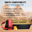 DXF Lipo Battery 6S 22.2V 6500mAh 150C Graphene Softcase with EC5 / T / TRX / XT60 / XT90 / XT150 / Q8s Plug for RC 1/8 1/10 Buggy Truck Car Off-Road Drone