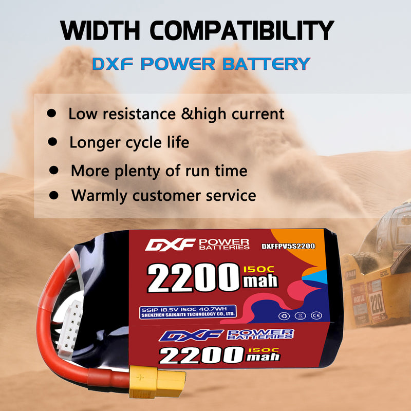 DXF 2200mAh 5S 150C 18.5V Lipo Battery Pack for FPV LiPo Battery