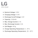 New LG ICR18650 ME1 2100mAh Discharge high power high rate lithium battery