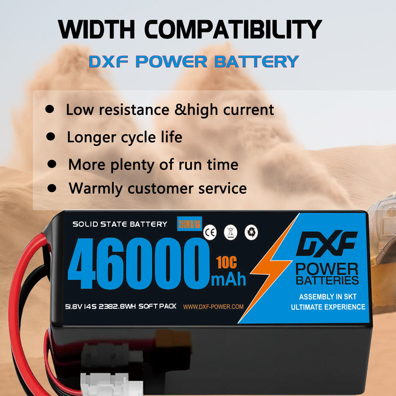 (CN)DXF 14S Lipo Battery 51.8V 10C 46000mAh Soft Case Battery  for Drone UAV FPV Car Truck Tank RC Semi solidstate Battery Racing Hobby