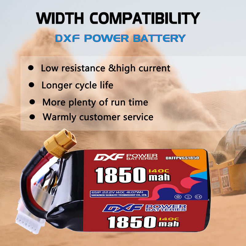 DXF 1850mAh 6S 140C 22.2V Lipo Battery Pack for FPV LiPo Battery