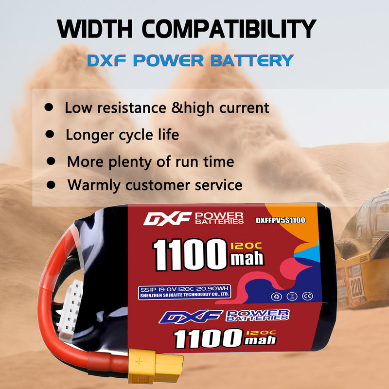 DXF 1100mAh 5S 120C 19.0V Lipo Battery Pack for FPV LiPo Battery