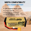 (CN)DXF Lipo Battery 4S 15.2V 7500MAH 150C  lipo Hardcase with  DEANS/T Plug for Rc 1/8 1/10 Buggy Truck Car Off-Road Drone