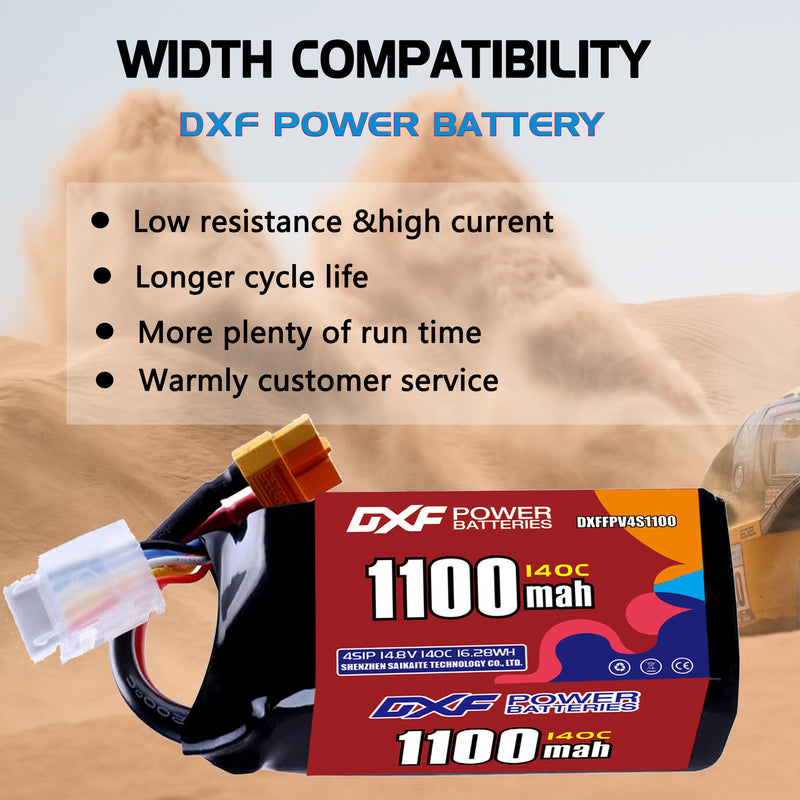 DXF 1100mAh 4S 140C 14.8V Lipo Battery Pack for FPV LiPo Battery