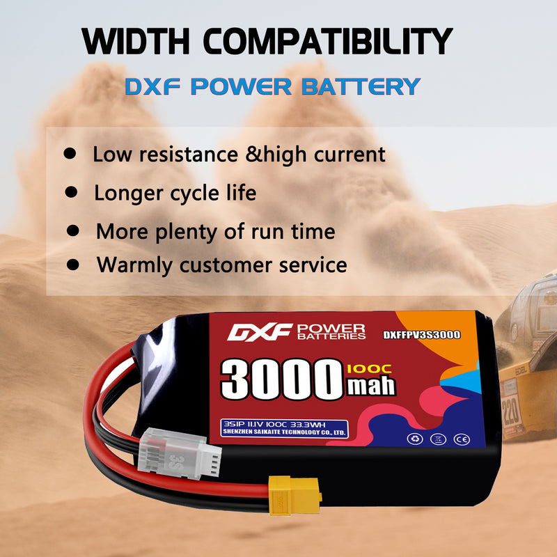 DXF 3000mAh 3S 100C 11.1V Lipo Battery Pack for FPV LiPo Battery