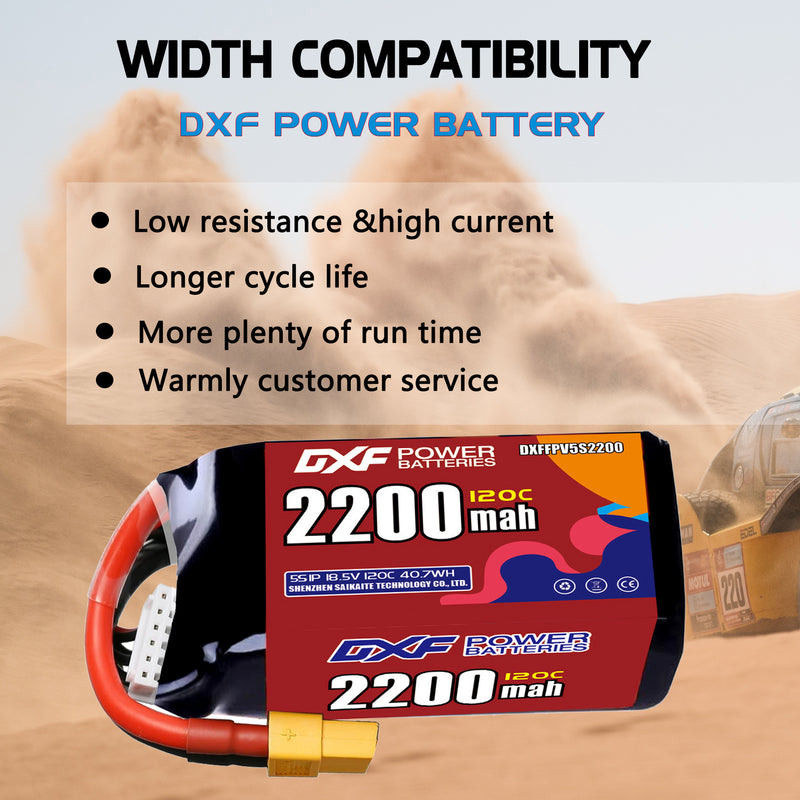 DXF 2200mAh 5S 120C 18.5V Lipo Battery Pack for FPV LiPo Battery