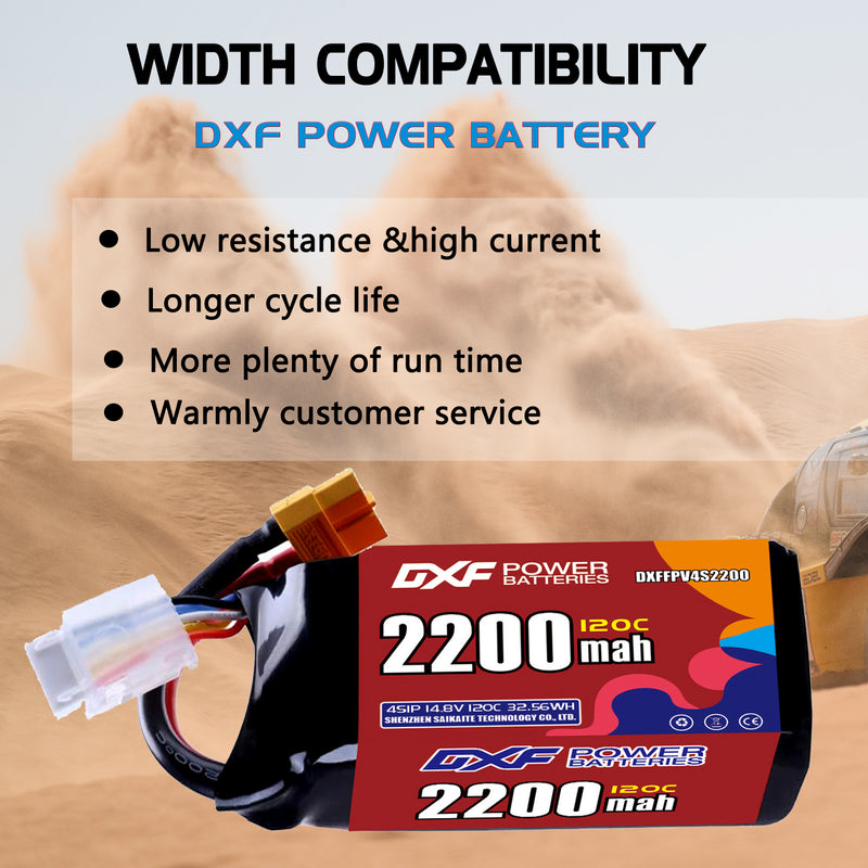 DXF 2200mAh 4S 120C 14.8V Lipo Battery Pack for FPV LiPo Battery