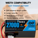 DXF 6S 22.2V 27000mAh 10C Soft Case LiPo Battery with 8AWG Wire for Toy Cars, Boats, UAVs & Drones (1-6 Pack)