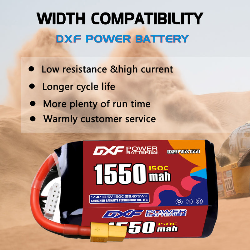 DXF 1550mAh 5S 150C 18.5V Lipo Battery Pack for FPV LiPo Battery