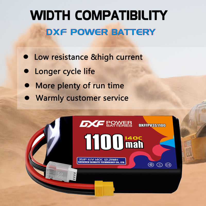 DXF 1100mAh 3S 120C 11.1V Lipo Battery Pack for FPV LiPo Battery