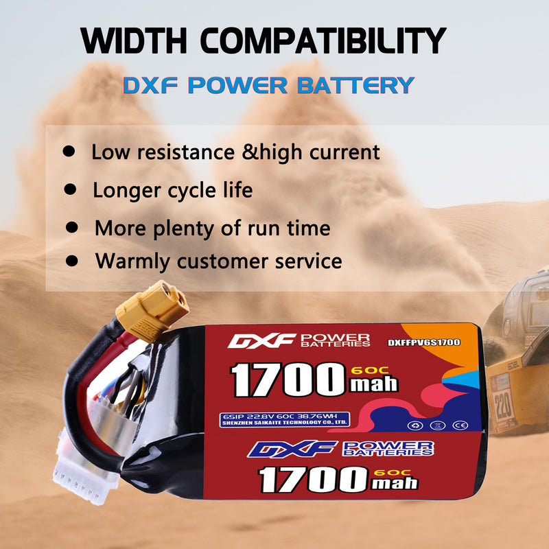 DXF 1700mAh 6S 60C 22.8V Lipo Battery Pack for FPV LiPo Battery