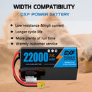 DXF LiPo Battery 12S 44.4V 22000mAh 25C Graphene Softcase Blue with EC5 / T / TRX / XT60 / XT90 / XT150 / Q8s Plug for RC Boat Drone UAV