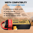 DXF Lipo Battery 5S 18.5V 5200mAh 100C Graphene Softcase with EC5 / T / TRX / XT60 / XT90 / XT150 / Q8s Plug for RC 1/8 1/10 Buggy Truck Car Off-Road Drone