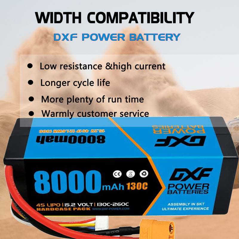 (IT)DXF Lipo Battery 4S 15.2V 8000mAh 130C/260C HardCase Lipo Battery for RC HPI HSP 1/8 1/10 Buggy RC Car Truck