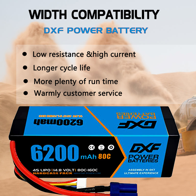 (PL)DXF Lipo Battery 4S 14.8V 6200MAH 80C  lipo Hardcase EC5 Plug for Rc 1/8 1/10 Buggy Truck Car Off-Road Drone