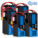 DXF 6S 22.2V 10000mAh 15C Soft Case LiPo Battery with 8AWG Wire for Toy Cars, Boats, UAVs & Drones (1-6 Pack)