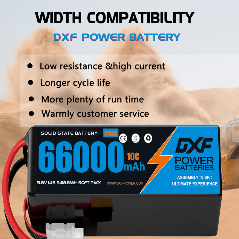 (CN)DXF 14S Lipo Battery 51.8V 10C 66000mAh Soft Case Battery  for Drone UAV FPV Car Truck Tank RC Semi solidstate Battery Racing Hobby