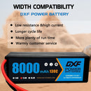 (IT)DXF Lipo Battery 3S 11.4V 8000MAH 130C Blue Series Graphene lipo Hardcase with EC5 Plug for Rc 1/8 1/10 Buggy Truck Car Off-Road Drone
