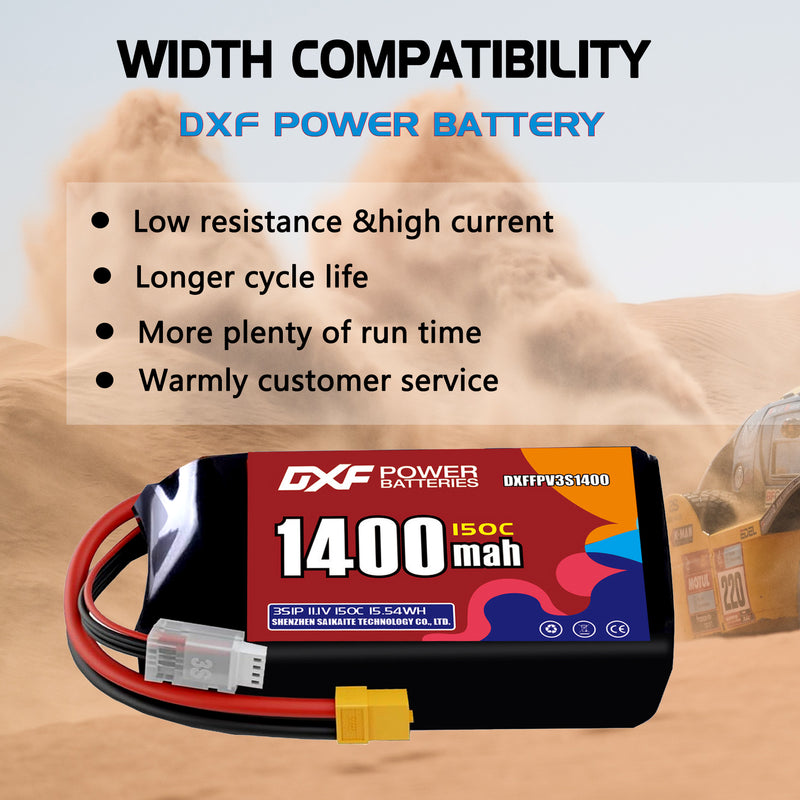 DXF 1400mAh 3S 150C 11.1V Lipo Battery Pack for FPV LiPo Battery