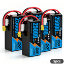 DXF SEMI-SOLID 12S 44.4V 25000mAh 10C Soft Case LiPo Battery with 8AWG Wire for Toy Cars, Boats, UAVs & Drones (1-6 Pack)