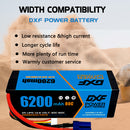 (FR)DXF Lipo Battery 4S 14.8V 6200MAH 80C  lipo Hardcase EC5 Plug for Rc 1/8 1/10 Buggy Truck Car Off-Road Drone